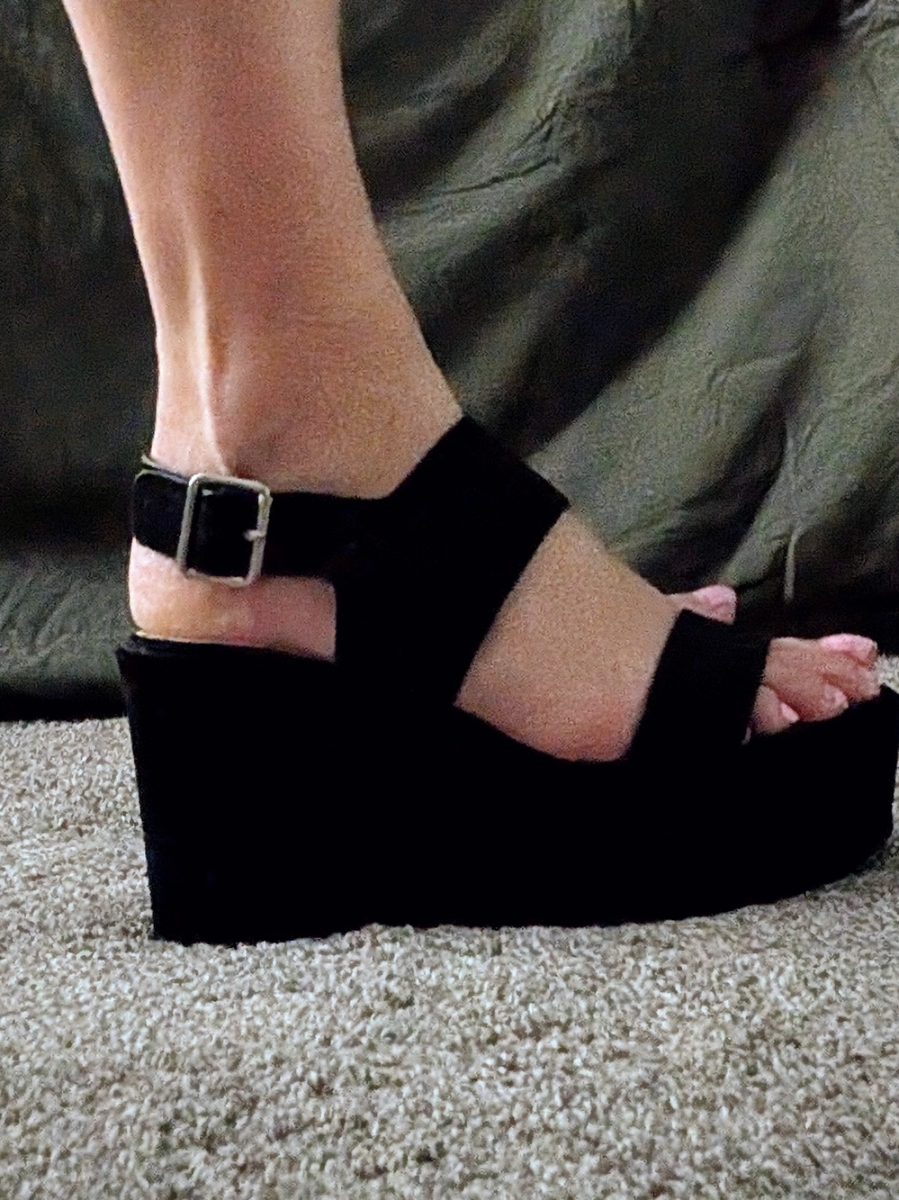 Black Platform Wedge Sandals for Women SZ 8